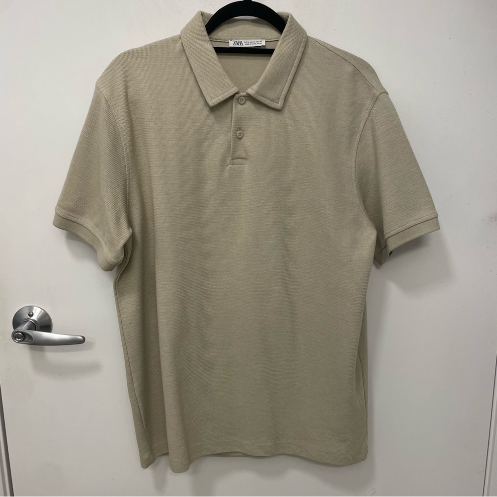Zara Men's Beige Polo Shirt